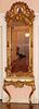 GILT PASTORAL PIER MIRROR AND MARBLE TOP CONSOLE 2 PIECES