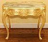 FRENCH STYLE GREEN ONYX AND GILT PARLOR TABLE