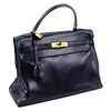 Hermes Blue Leather Kelly Handbag