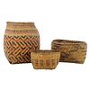 Three Cherokee Rivercane Baskets