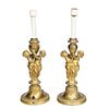Pair Bronze Louis XV Style Candlestick Lamps