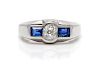 A White Gold, Diamond and Sapphire Ring, 6.70 dwts.