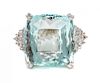A White Gold, Aquamarine and Diamond Ring, 5.70 dwts.