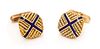 A Pair of 18 Karat Yellow Gold and Blue Enamel Rope Motif Cufflinks, Italian, 11.10 dwts.