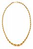 A 14 Karat Yellow Gold Graduated Rope Chain Necklace, 12.40 dwts.
