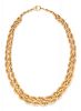 A Yellow Gold Double Strand Rope Chain Necklace, 79.40 dwts.