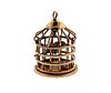 Whimsical 14k Gold Silver Bird in a Cage Pendant Charm