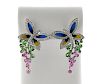 18k Gold Gemstone Diamond Butterfly Earrings