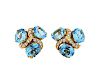Verdura 18K Gold Diamond Blue Topaz Earrings