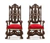 A Pair of Charles II Style Resin Armchairs, Height 4 1/8 inches.