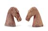 Two Pottery Heads of Horses
