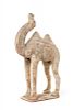 A Large Painted Pottery Figure of a Camel