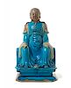 A Turquoise Glazed Biscuit Figure of a Daoist Immortal, Zhenwu