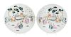 A Pair of Famille Rose Porcelain Circular Plaques