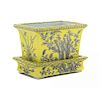A Grisaille Enamel on Yellow Ground Porcelain Cachepot and Undertray