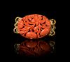A Coral and 14K Gold Brooch