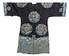 A Chinese Embroidered Silk Robe Height collar to hem 53 inches.