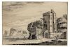 Jan van de Velde II, (Dutch, b. circa 1593-1641), The Square Tower Used as an Inn (pl. 4 from A Series of 12 Views), 1616