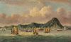 A Chinese Export Oil Painting 16 3/4 x 28 1/8 inches (image).