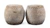 A Pair of Small Stone Garden Stools