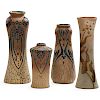 ROSEVILLE Four vases: three Fudji and one Woodland