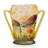 DAUM Exceptional vase w/ mushrooms