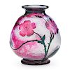 DAUM Cameo glass vase with roses