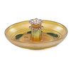 TIFFANY STUDIOS Gold Favrile bowl w/ flower frog