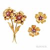 18kt Gold, Ruby, and Diamond Flower Brooch, Tiffany & Co.
