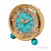 18kt Gold, Turquoise, and Diamond Travel Clock