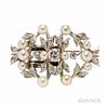 White Gold, Cultured Pearl, and Diamond Brooch