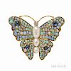 14kt Gold, Diamond, and Opal Brooch