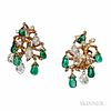 18kt Gold, Emerald, and Diamond Earclips, Julius Cohen