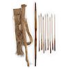 Plains Hide Bow Case, Quiver, Bow and Eight Arrows