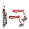 Sioux Beaded Hide Knife Sheath PLUS Sioux Quilled Arm Bands