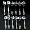Set of Twelve (12) Wallace "Grand Baroque" Sterling Silver Ice Cream Forks. Circa 1941.