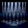 Set of Ten (10) Tiffany & Co Classic Optic Crystal Tall Champagne Flutes.