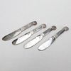Collection of Four (4) Christofle Art Deco Style Silverplate Pate/Butter Knives.