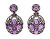 A Pair of 18 Karat Gold, Amethyst and Diamond Pendant Earclips, 8.30 dwts.