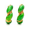 A Pair of 18 Karat Yellow Gold and Enamel Earclips, Italian, 5.60 dwts.