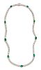 A 14 Karat White Gold, Emerald and Diamond Necklace, 15.10 dwts