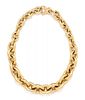 A Yellow Gold Graduated Link Necklace, 47.90 dwts.