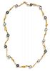 A Yellow Gold Cultured Pearl Convertible Bracelet/Necklace, 27.70 dwts.