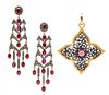 A Collection of Gold, Silver, Diamond and Multigem Jewelry, Indian, 22.80 dwts.