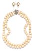 A Collection of 14 Karat Gold and Culture Pearl Jewelry,