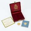 Two (2) Commonwealth of the Bahamas 1975 $50 22 Karat Gold Proof Coins with Case and Accompanying Letter, One (1) Certificate