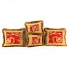 Set of Four (4) Down Filled Silk Brocade Accent Pillows With Fringe.