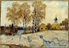 Signed K. Ivanovich Gorbatov, Russian Oil on Canvas "Village Landscape".