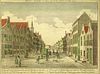 17/18th Century Dutch Hand Colored Engraving "Market tot Gouda" Captioned at top on French and at bottom in Dutch.