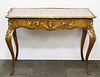 French Bureau Plat Table with Marquetry & Ormolu